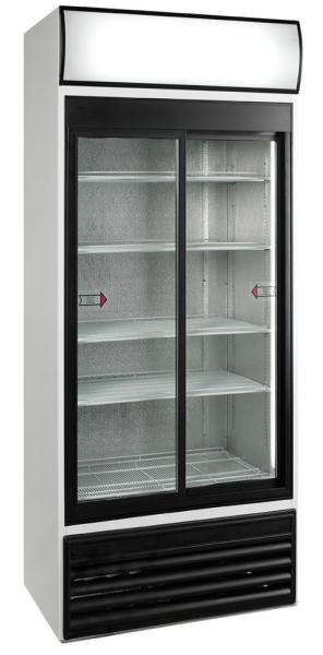 Glastürenkühlschrank KU 890 G-SD / 2. Wahl mit Umluftkühlung, Schiebetüren und Werbe-Display