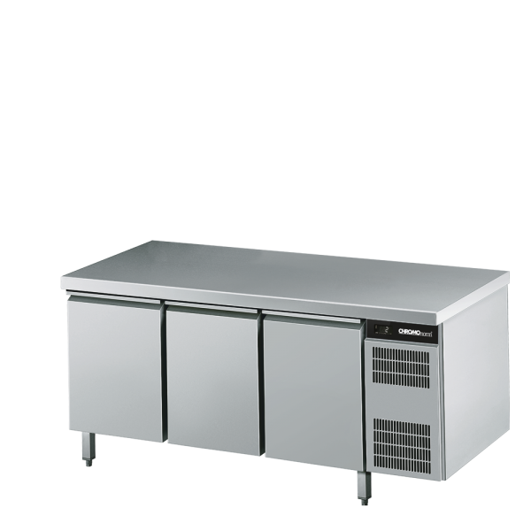 Bäckerei-Kühltisch EN4060, 3 Türen, mit Tischpl. allseits ab, Steckerfertig