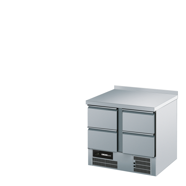 BR 795 - Kühltisch GN 1/1, 4 Schubladen, mit Tischpl. hinten aufgekantet